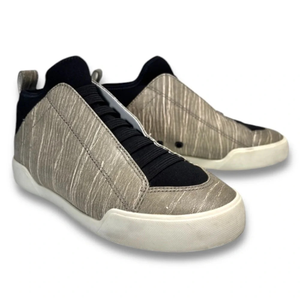 3.1 Phillip Lim Gray White Elastic Slip On High Top Leather Sneakers Size 36